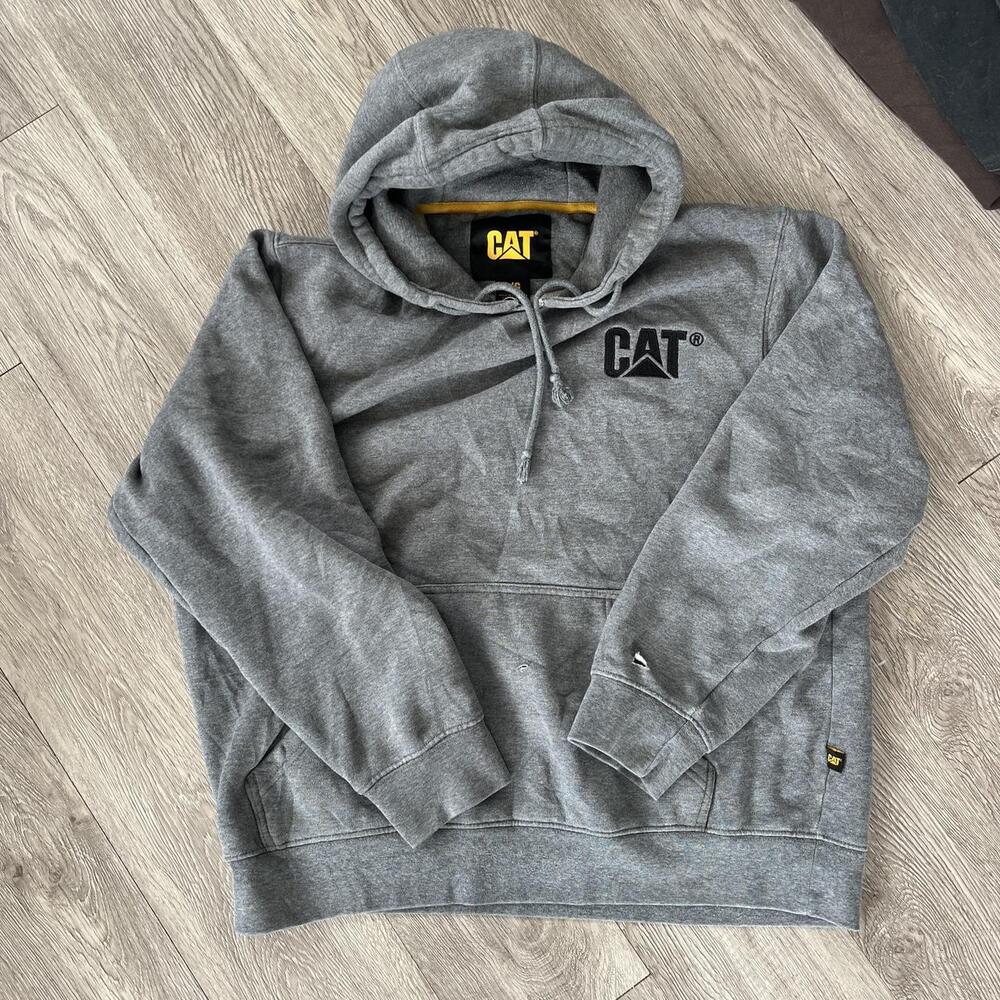 Caterpillar grey hoodie with black logo #workwear #skater